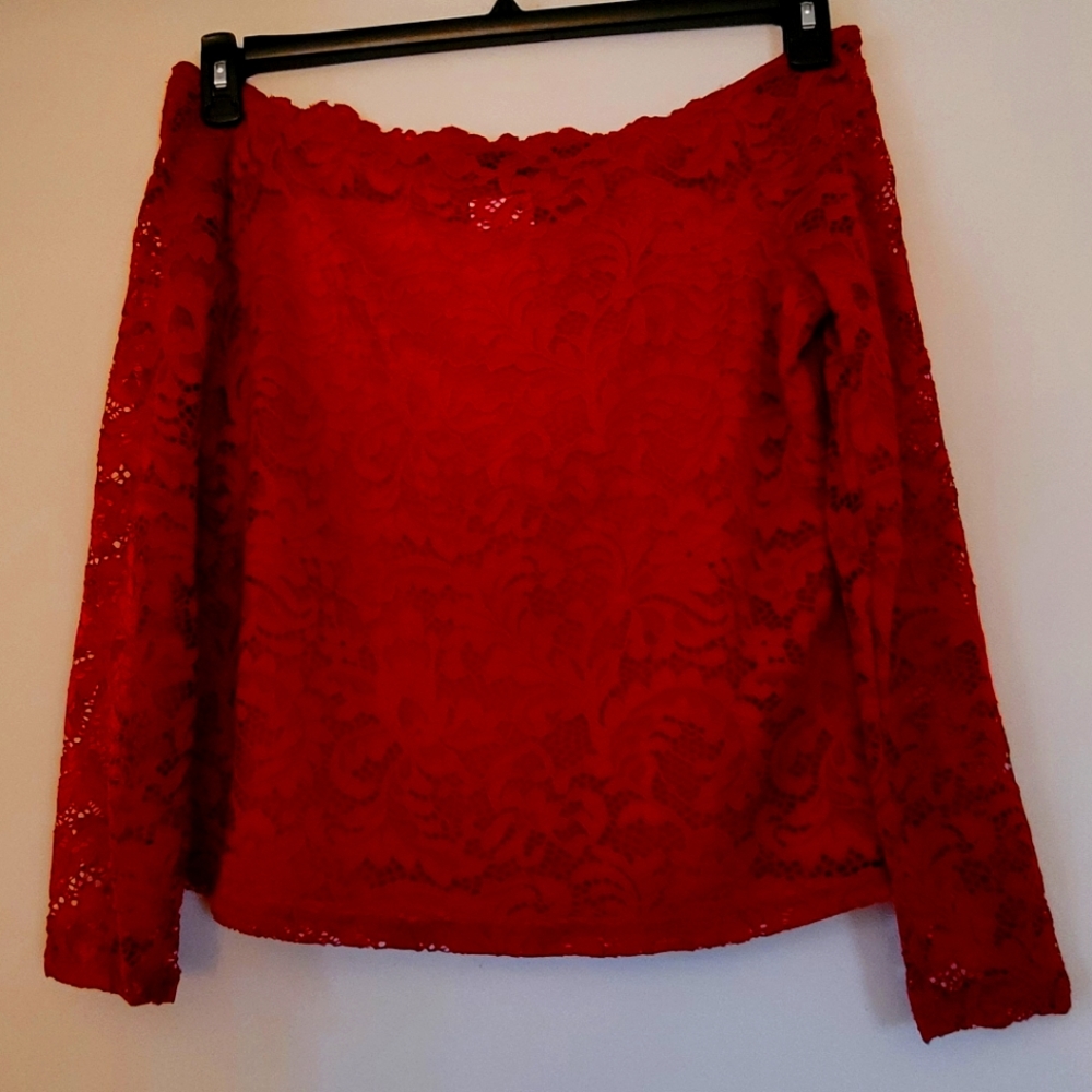 SEXY Red OTS Top  Sz M